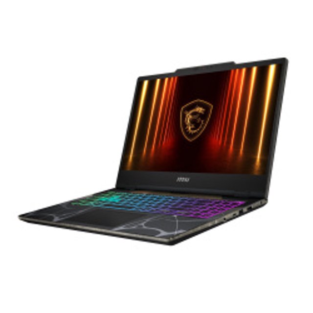 laptop msi cyborg a17 ai ryzen 7 260 512gb ssd 16gb ddr5 rtx 5050 17.3 fhd w11h negro inc/mochila cyborg a17 ai b2hwekg-022mx 3/4 frontal de una laptop gamer MSI negra con pantalla 17.3" Full HD 144 Hz y logotipo en pantalla, teclado gamer RGB de 4 zonas, chasis oscuro con patrón geométrico y biseles delgados; especificada con SSD NVMe 512 GB y 16 GB DDR5. También adecuada para edición y streaming.