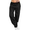 thumbnail image 3 of Pantalones Pantalones deportivos sueltos Pierna recta Casual Mujer Pantalones deportivos, Negro, XL, 3 of 7