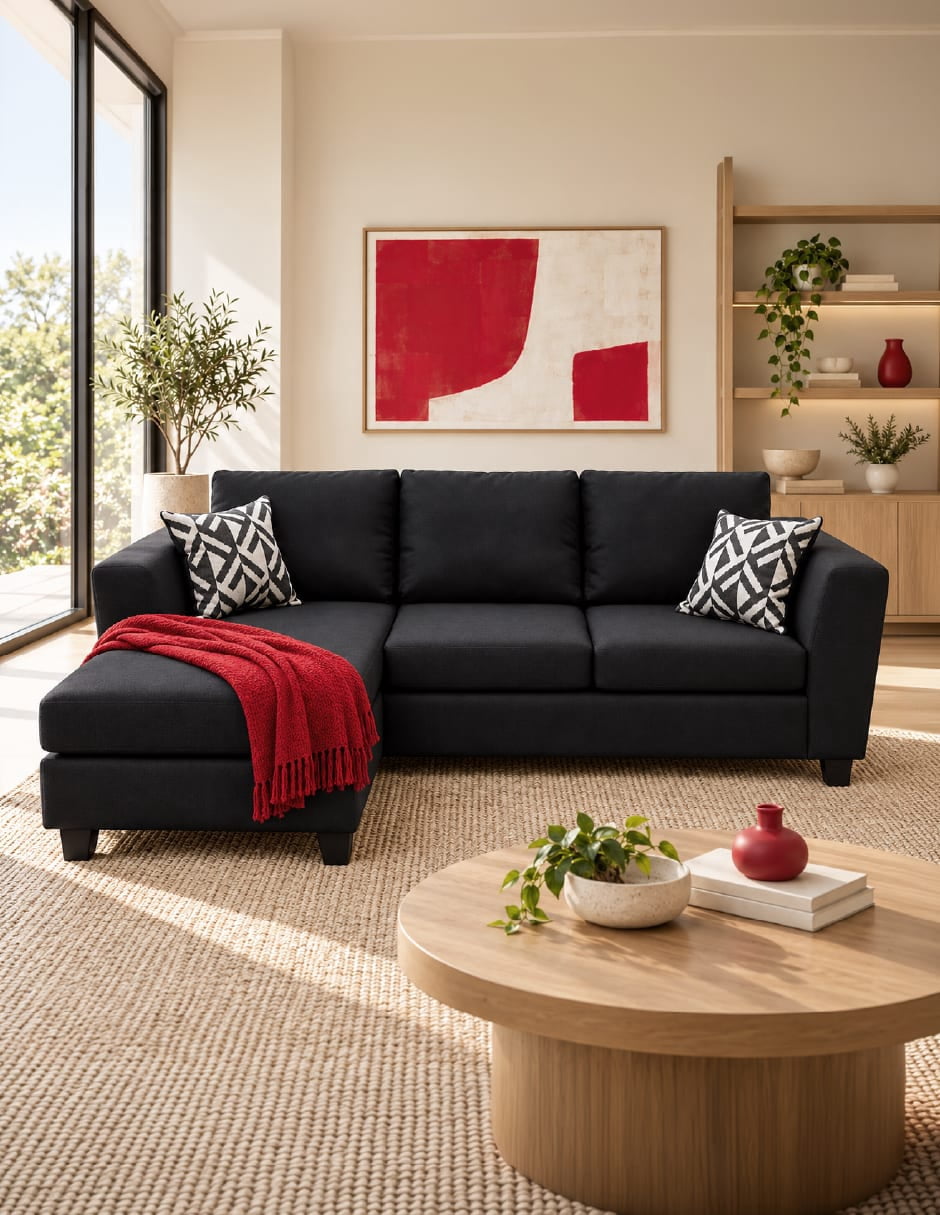 Sala Esquinera Modular Caprice izquierda o derecha, Atlas del Descanso color Negro