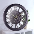 thumbnail image 4 of Reloj de pared grande, reloj retro europeo con números arábigos grandes, silencioso para interiores. Negro, 4 of 8