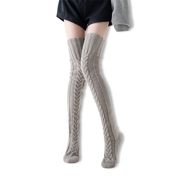 Medias de punto Color sólido Keen Socks High Socks Women Leg Weavers Zapatos Accesorios Lindo otoño Halloween Medias Oscuro Gris 1 par