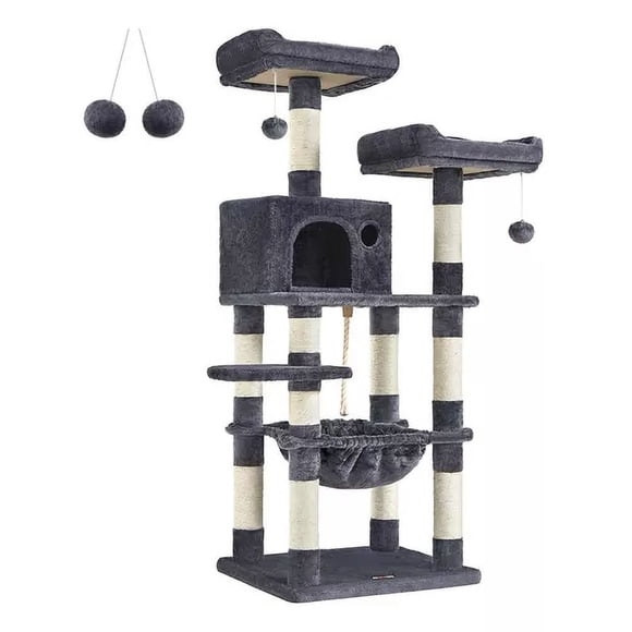 Torre para Gatos Bluelander 2 M Hamaca Rascador Múltiples Niveles Gris Claro