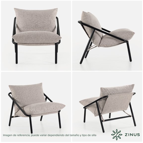 Silla de Metal Zinus Ada con Cojines de Memory Foam Color Beige