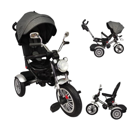 Triciclo para Niños The Baby Shop  para bebés, evolutivo Luz y Sonido Gris - 8 en 1