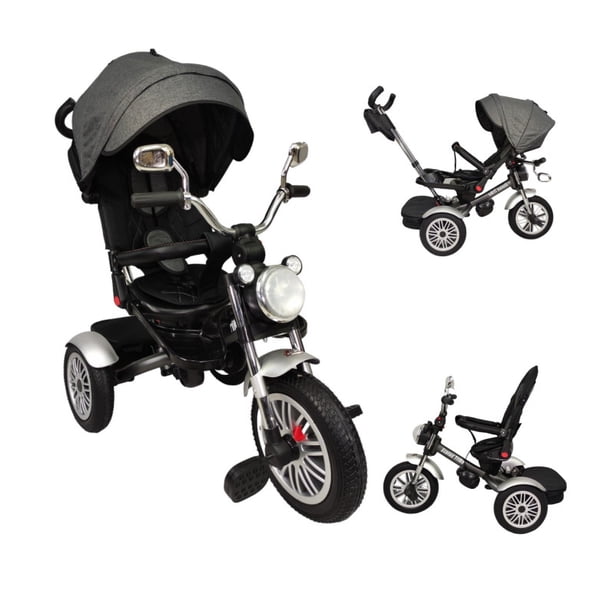 Triciclo para Niños The Baby Shop para bebés, evolutivo Luz y Sonido Gris - 8 en 1