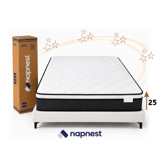 Colchón matrimonial de 25 cm ancho , memory foam y resortes individuales para lumbar Napnest