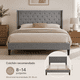 thumbnail image 2 of Zocalo Cama Queen Tapizada con Cabecera Acolchada, Estructura de Metal con Listones de Madera, Soporte hasta 350 kg, Diseño Silencioso, 209 x 157 x 120 cm, Gris, 2 of 8