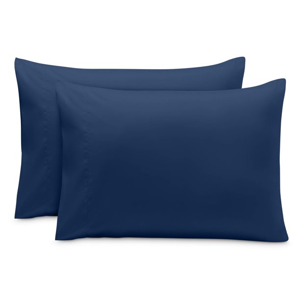 Juego de Fundas de Almohada Bare Home Cierre Tipo Sobre Colección Premium 1800 Doble Cepillado Ultra Suave Tamaño King 20 x 36 Azul Oscuro 2 Unidades
