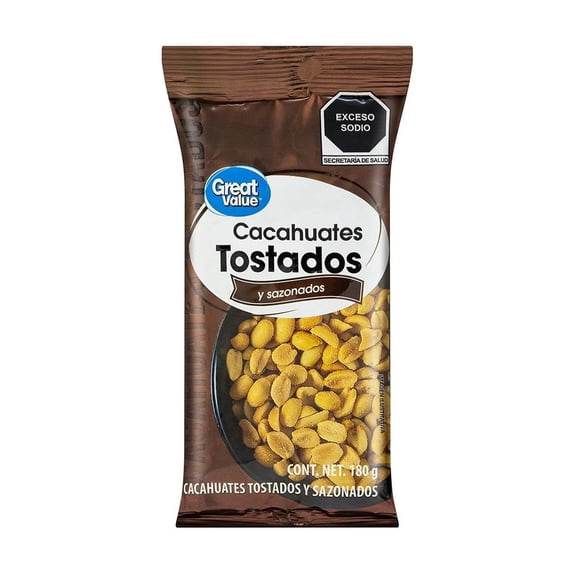 Cacahuates Great Value tostados y sazonados 180 g