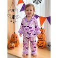 thumbnail image 4 of Pijama de Halloween para niñas, conjunto de dos piezas para bebés, camisa de manga larga con botones y pantalones elásticos., 4 of 9