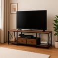 thumbnail image 1 of Mueble para TV con Cajones y Estantes Abiertos Centro de Entretenimiento Industrial para TV de 65 70 y 75 Pulgadas, 1 of 6