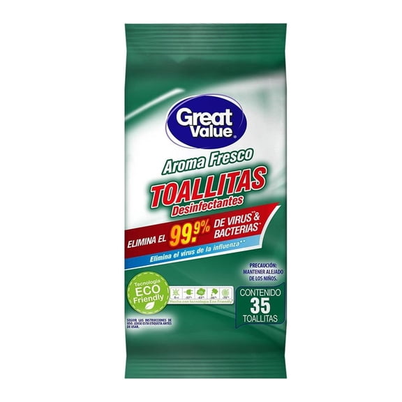 Toallitas desinfectantes Great Value aroma fresco 35 pzas