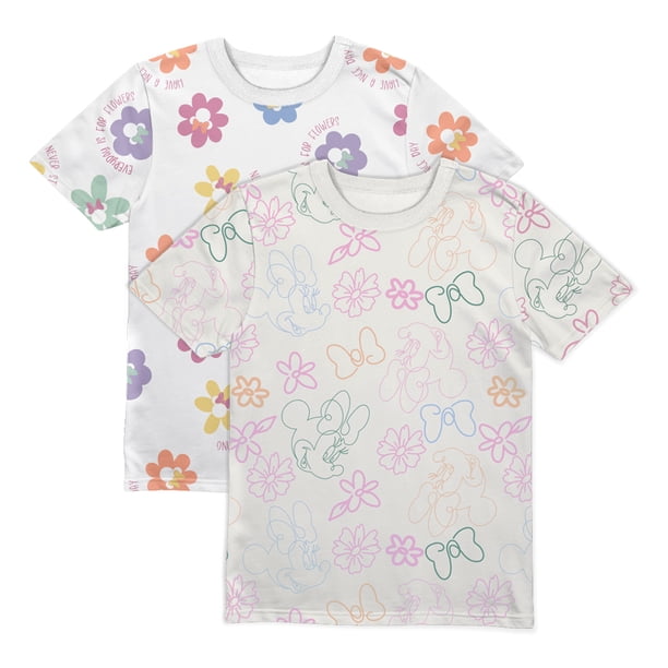 Playera Casual Minnie Mouse para Niña Manga Corta Blanco Off White Talla 10