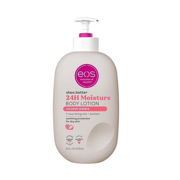 Loción corporal EOS Shea Better coconut waters 24h hidratación 473 ml