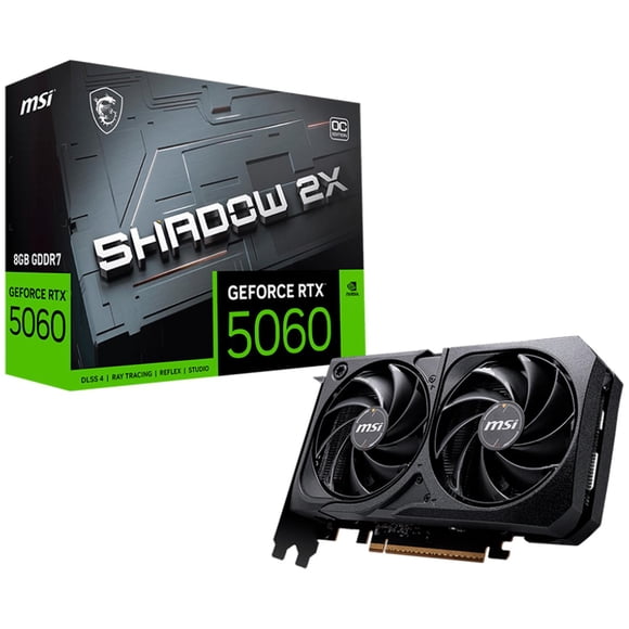 Tarjeta de Video Msi Nvidia Geforce Rtx 5060 8gb Shadow 2x Oc Gddr7 2 Fan Pci Express 5.0 Dlss 4 600 Ai Tops