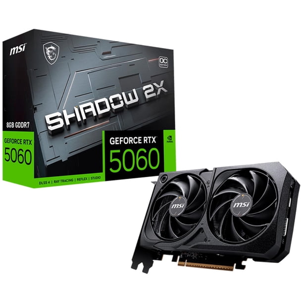 Tarjeta de Video Msi Nvidia Geforce Rtx 5060 8gb Shadow 2x Oc Gddr7 2 Fan Pci Express 5.0 Dlss 4 600 Ai Tops