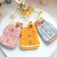 thumbnail image 4 of Zhuge Suéter para perro, abrigo cálido, suave, con botones retorcidos, tejido de punto, ropa de invierno, suéteres para perros, clima frío medio, amarillo, M, 4 of 5