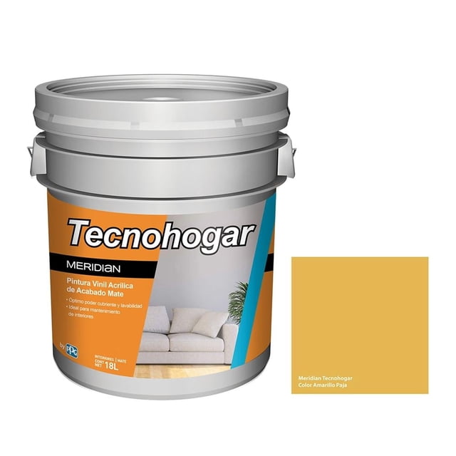Pintura Meridian Tecnohogar Color Amarillo 18 Litros