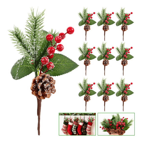 10 Piezas De Adornos Navideños Arboles De Bayas De Pino Xtellar rojo