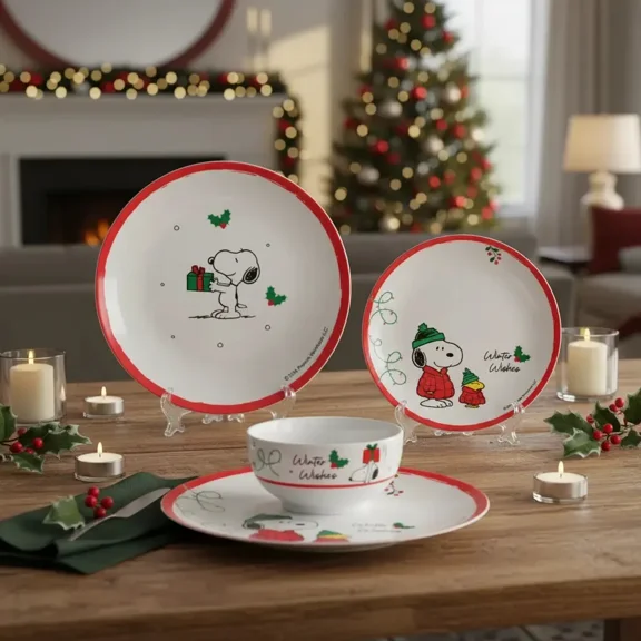 Vajilla Porcelana Snoopy Navidad 12 Piezas Peanuts