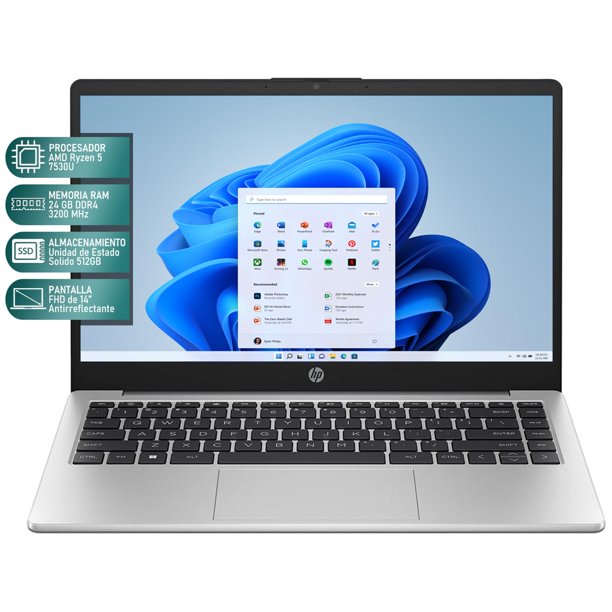 Laptop HP 245 G10 AMD Ryzen 5 7530U 24GB RAM 512GB SSD 14