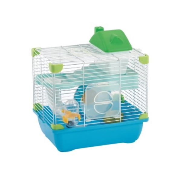 Jaula Plástica Hamster Land Azul-Verde Plataforma Casa Sunny Sunny SP-3638