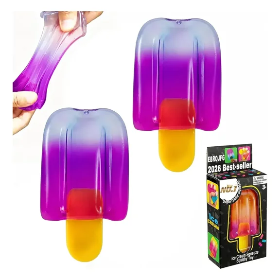 Squishy Paleta de hielo Pack 2 Juguete Antiestres con brillos.