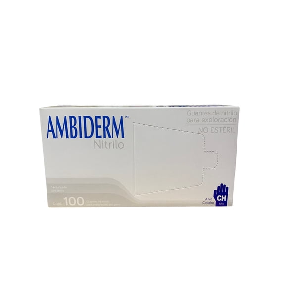 Guantes Ambiderm Nitrilo Azul cobalto talla CH 100 pzas