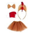 thumbnail image 2 of Set de vestuario de pollo 4pcs vestido de animal lindo disfraz de animales para halloween acción de gracias Marrón, 2 of 8