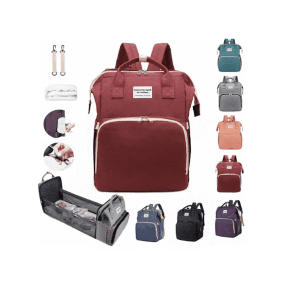 Mochila Panalera Cuna Impermeable Multifunción Bebe Viaje Color Rojo