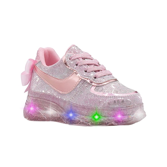 Tenis Para Niña Con Luces Led Rosa Agujetas Super Ligeros rosa 16