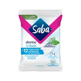 Toallitas húmedas Saba Diarios v-fresh uso diario menta de agua 12 pzas
