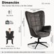 thumbnail image 3 of Silla de Oficina Ajustable Gris FurnitureR con Respaldo Alto y Reposabrazos, Sin Ruedas, 3 of 9