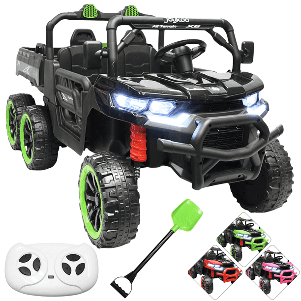 Montable Eléctrico para Niños Tractor 6x6 Caja de Vuelco Atomática Luz y Sonido Bluetooth 12v - Negro