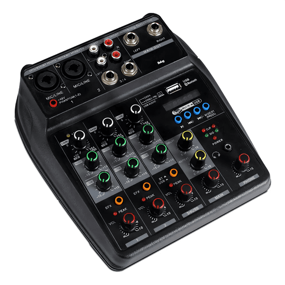 Audio Sonido Tarjeta Consolas de Sonido Audio Mixer Usb Bluetooth Belug, Negro