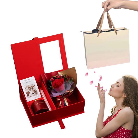 Cesta de regalo de spa relajante para mujer | Vela de aromaterapia, ramo de rosas y tarjeta | Regalos de cumpleaños, Navidad y agradecimiento para mamá, esposa, hermana o amiga