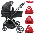 thumbnail image 2 of Carriola para Bebé  Asiento Reversible Convertible a Bambineto Plegable Ruedas de Goma Cinturón Apta a partir de 0 Meses - Negro, 2 of 6