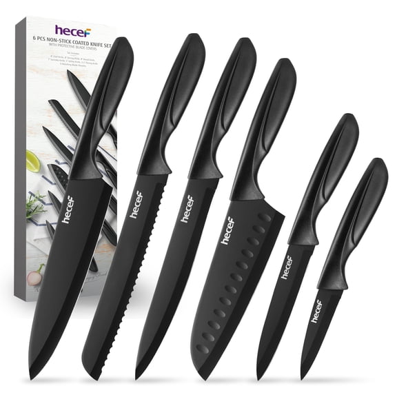 Juego de 6 cuchillos de cocina de acero inoxidable Hecef con fundas para las hojas, apto para lavavajillas