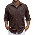 thumbnail image 1 of pstuiky Camisas suaves de manga larga para hombre, Cárdigan con capucha y manga larga para hombre, informal, de color liso, con bolsillos dobles y cremallera top de hombre l, 1 of 7