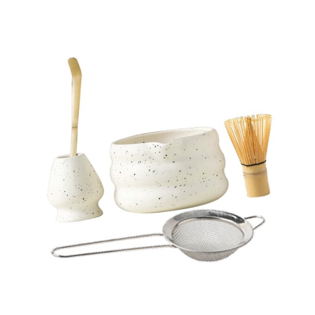 5pcs matcha set herramientas japonesas de fabricación de té tradicional kits de de matcha elegante hechas a mano accesorios de matcha para Blanco