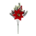 thumbnail image 2 of Flores artificiales de flor de Pascua roja con piñas y bayas, ramo navideño | Arreglo floral artificial para centro de mesa | Tallos navideños realistas de seda y plástico para jarrón,, 2 of 6