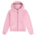 thumbnail image 3 of Sudadera de manga larga con cuello redondo y media cremallera para niñas de 5 a 14 años, sudadera corta de felpa suave y ligera con bolsillo, como se muestra en la imagen, de 5 a 13 años., 3 of 4