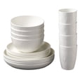 thumbnail image 2 of Juego de Vajilla de Plástico, 16 Piezas, Platos, Tazones y Vasos, Set de Vajilla de Cocina con Diseño Antirrotura, Apto para Microondas, Color Negro y Blanco para Uso Doméstico., 2 of 6
