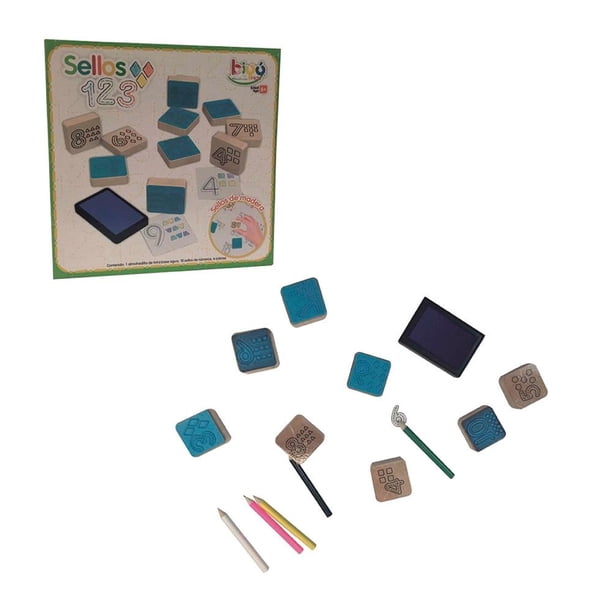Sellos de Madera 1-2-3 Biyu Kids Diako 10 Piezas