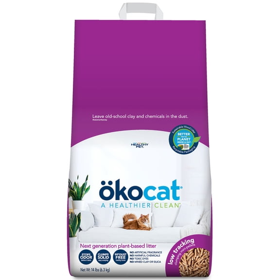 Arena para gatos Okocat Low Tracking Medium, aglomerante, pellets, 6.3 kg