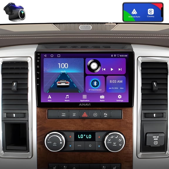 Estéreo de coche con visualización táctil de 10 pulgadas para Dodge Ram 1500 2500 3500 (2009-2012), kit de repuesto de radio con CarPlay Android Auto DSP BT GPS Navigation (2 GB+64 GB)