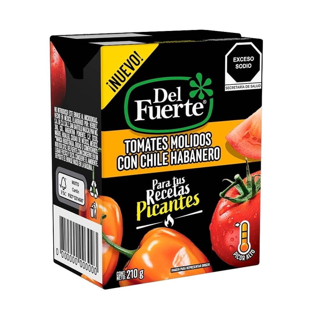 Tomates molidos Del Fuerte con chile habanero 210 g