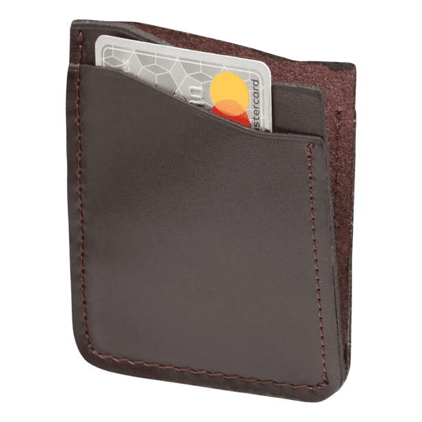 Tarjetero Vertical Unisex Piel Genuina Pull Up Compacto marron