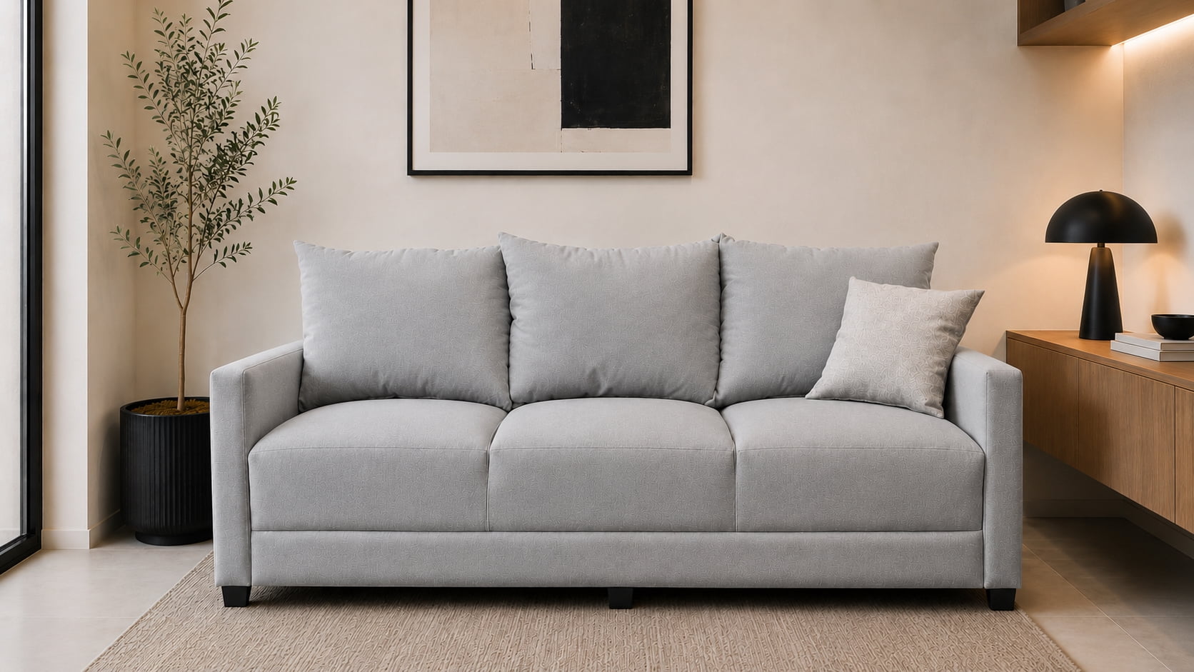 Sofa El Bazar Store Atlanta Lino Gris Plata 3 plazas Modular Moderno