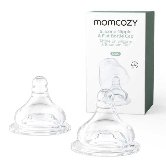 Momcozy 2 Pzs Tetina Suave De Silicona Para Botellas, M 3mm, Tetina De Biberón